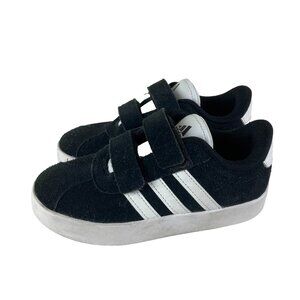 Adidas Toddler Boy Girl sz 10 Black Suede Athletic Sneaker Shoe